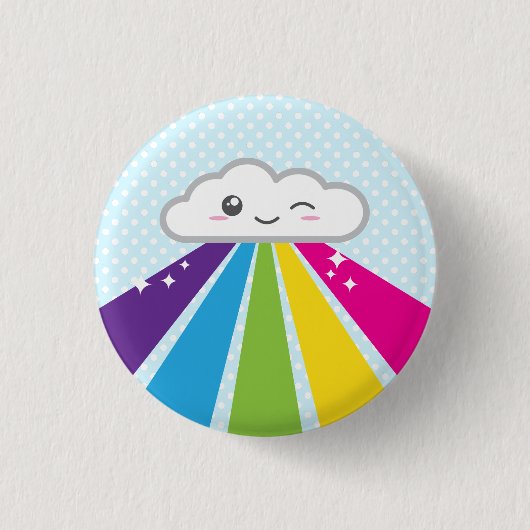 Kawaii Cloud and Rainbow Button (Vorderseite)