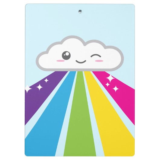 Kawaii Cloud and Rainbow Clip Board Klemmbrett (Rückseite)