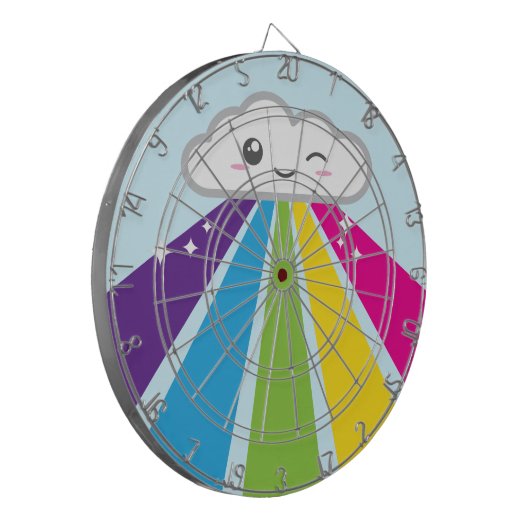 Kawaii Cloud and Rainbow Dart Board Dartscheibe (Vorderseite Links)