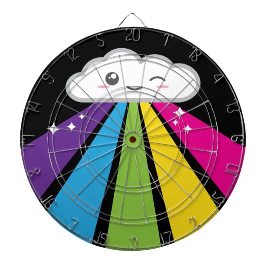 Kawaii Cloud and Rainbow Dart Board Dartscheibe (vorne)