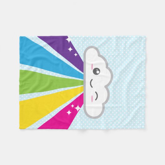 Kawaii Cloud and Rainbow Fleece Blanket (Vorderseite (Horizontal))