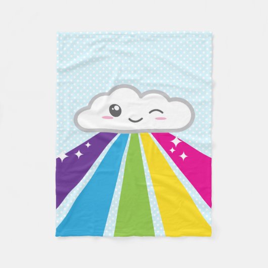 Kawaii Cloud and Rainbow Fleece Blanket (Vorderseite)