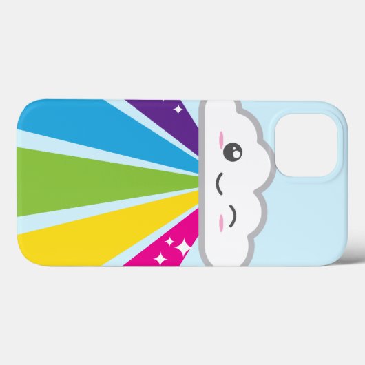 Kawaii Cloud and Rainbow iPad Case (Rückseite (Horizontal))