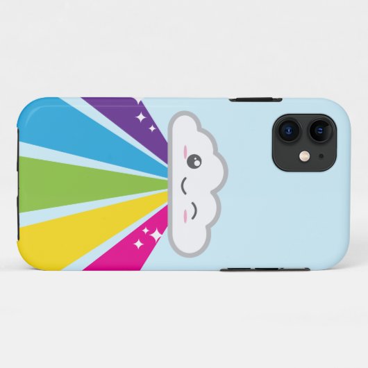 Kawaii Cloud and Rainbow iPhone Case (Rückseite (Horizontal))