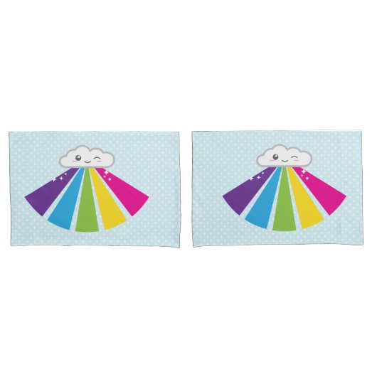 Kawaii Cloud and Rainbow Kissen Case Set Kissenbezug (Vorderseite-Set)