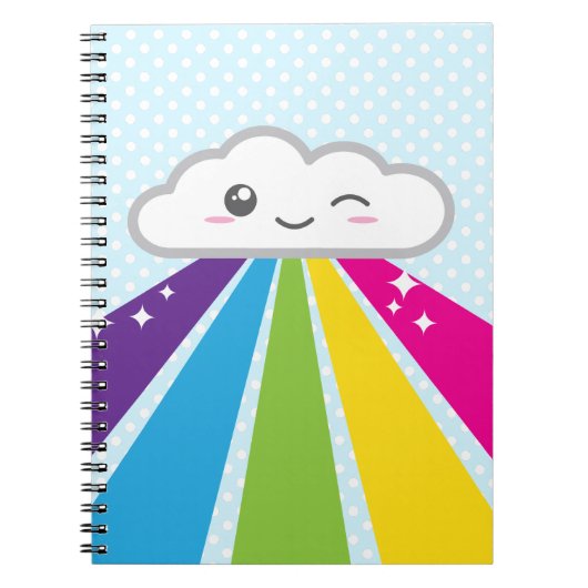 Kawaii Cloud and Rainbow Notebook Notizblock (Vorderseite)