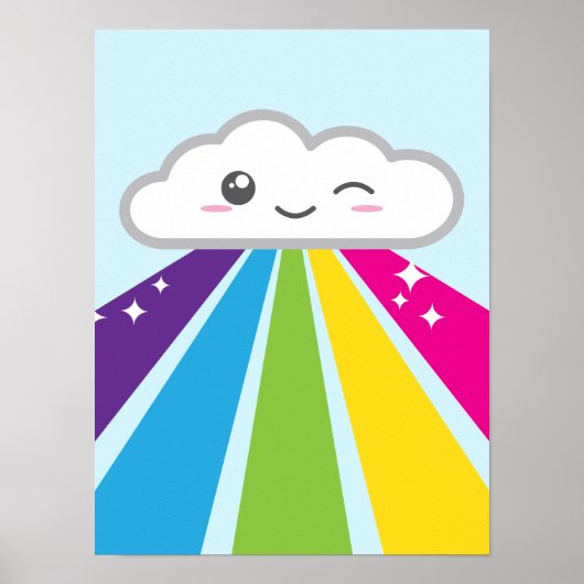 Kawaii Cloud and Rainbow Poster Print (Vorne)