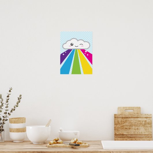 Kawaii Cloud and Rainbow Poster Print (Küche)
