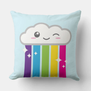 Kawaii Cloud and Rainbow Throw Kissen