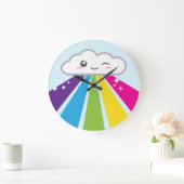 Kawaii Cloud and Rainbow Wall Clock Große Wanduhr (Zuhause)