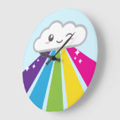 Kawaii Cloud and Rainbow Wall Clock Große Wanduhr (Winkel)