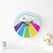 Kawaii Cloud and Rainbow Wall Clock Große Wanduhr (Zuhause)