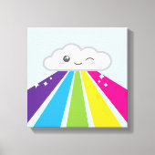 Kawaii Cloud and Rainbow Wrapped Canvas Leinwanddruck (Vorderseite)