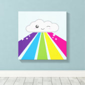 Kawaii Cloud and Rainbow Wrapped Canvas Leinwanddruck (Insitu (Holzboden))