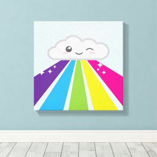 Kawaii Cloud and Rainbow Wrapped Canvas Leinwanddruck (Insitu (Holzboden))