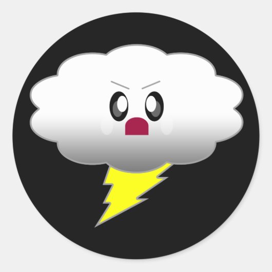 KAWAII CLOUD LIGHTNING THUNDER STORM RUNDER AUFKLEBER (Vorderseite)