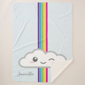 Kawaii Cloud & Rainbow Monogram Sherpa Blanket Sherpadecke (Vorderseite)