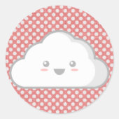 Kawaii Cloud Runder Aufkleber (Vorderseite)