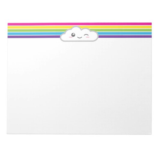 Kawaii Cloud und Rainbow Notepad Notizblock (Vorderseite)