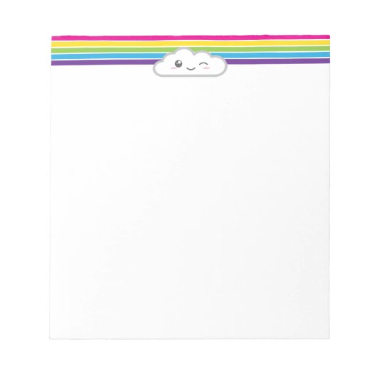 Kawaii Cloud und Rainbow Notepad Notizblock (Vorderseite)