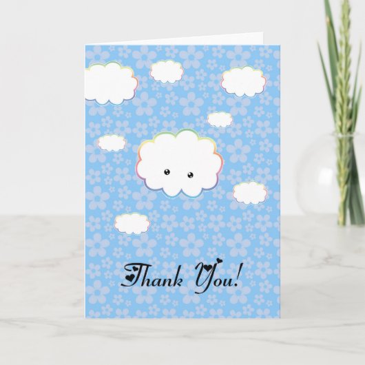 Kawaii Cloudy Danke, Card Dankeskarte (Vorderseite)