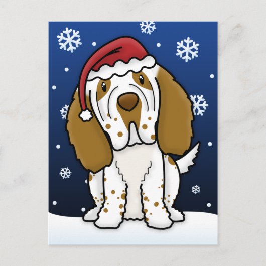 Kawaii Clumber Spaniel Weihnachtspostcard Feiertagspostkarte (Vorderseite)