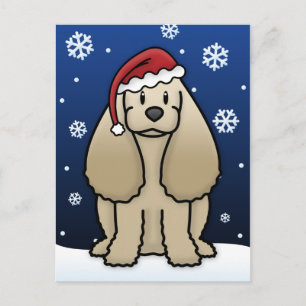 Kawaii Cocker Spaniel Weihnachtspostkarte Feiertagspostkarte