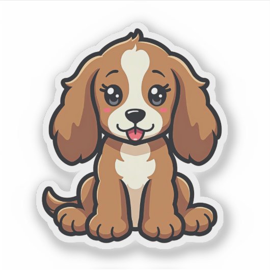 Kawaii Cocker Spanisch Puppy - Schlampe Pose Aufkleber (Vorderseite)