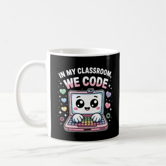 Kawaii-Code-Laptop – Süße Informatik Kaffeetasse (Links)