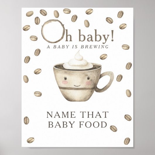 Kawaii Coffee Baby Dusche - Babynahrung Poster (Vorne)