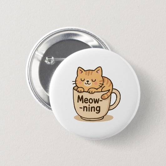 Kawaii Coffee Cat Button (Vorne & Hinten)
