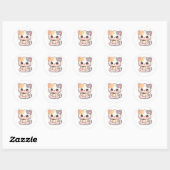 Kawaii Coffee Cat Runde Aufkleber – Süße Kätzchen  (Blatt)