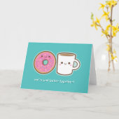 Kawaii Coffee & Doughnut Karte (Gelbe Blume)