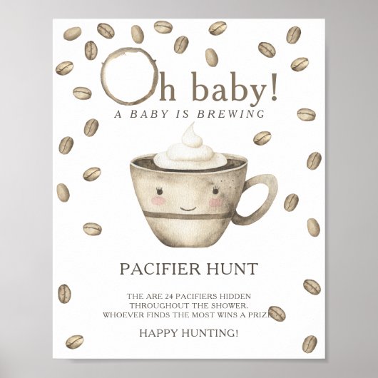 Kawaii Coffee - Schnuller Jagd Baby Duschgame Poster (Vorne)