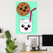 Kawaii Cookie und Milch Poster (Heimbüro)