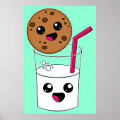 Kawaii Cookie und Milch Poster (Vorne)