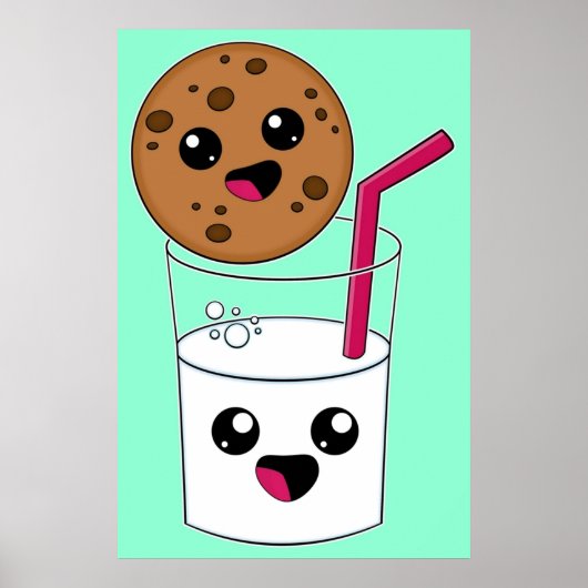 Kawaii Cookie und Milch Poster (Vorne)