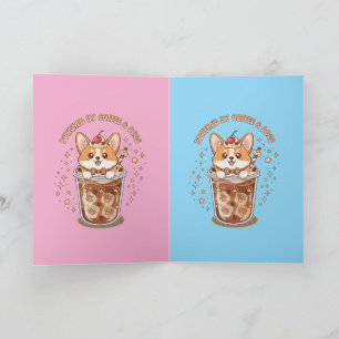 Kawaii Corgi, angetrieben von Kaffee und Hunden Karte