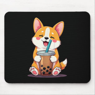 Kawaii Corgi Bubble Tea Mousepad