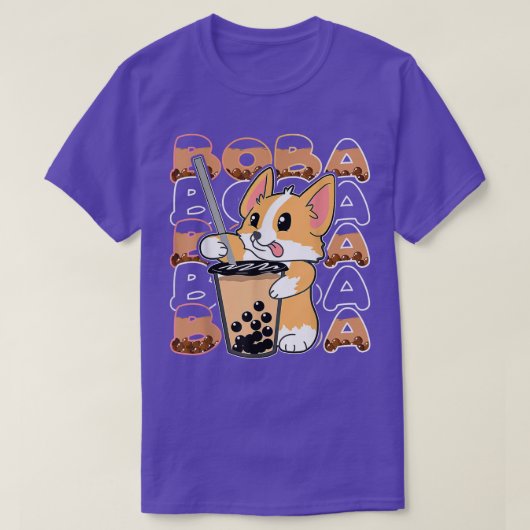 Kawaii Corgi Dog Bubble Tea Boba Anime Neko Japane T-Shirt (Design vorne)