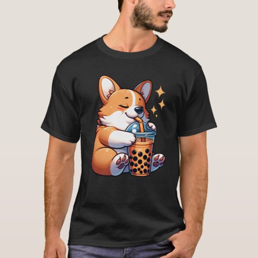 Kawaii Corgi Drink Bubble Teatro Sociale Bellinzon T-Shirt (Vorderseite)