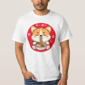 Kawaii Corgi Eating Ramen T-Shirt (Vorderseite)