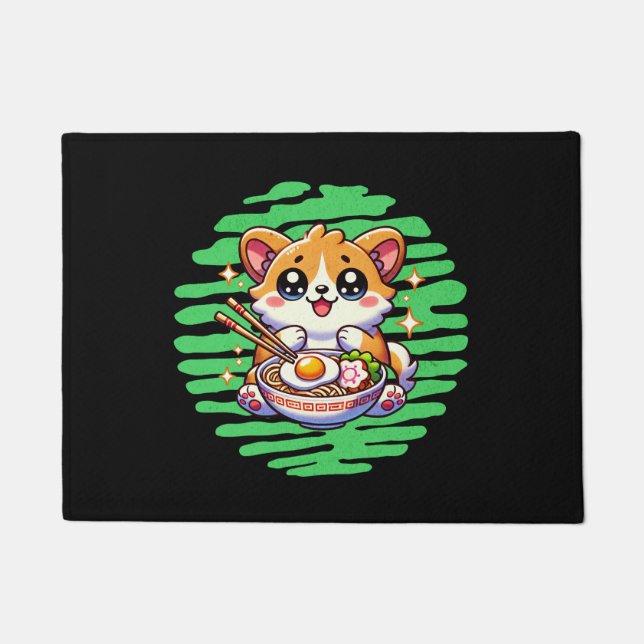 Kawaii Corgi essen Schüssel Ramen Fußmatte (Vorderseite)