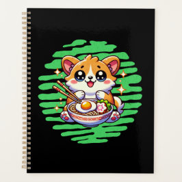 Kawaii Corgi essen Schüssel Ramen Planer