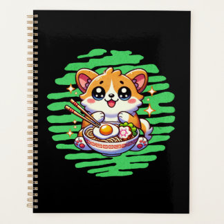 Kawaii Corgi essen Schüssel Ramen Planer