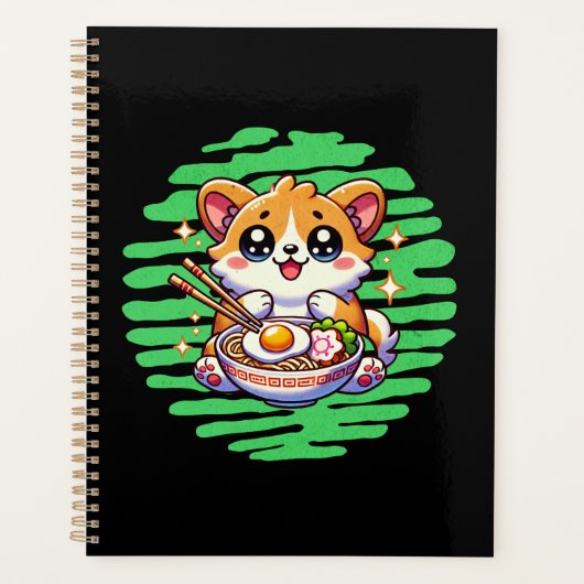 Kawaii Corgi essen Schüssel Ramen Planer (Vorderseite)
