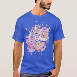 Kawaii Corgi mit Bubble Tea und Boba-Tee und Saku T-Shirt