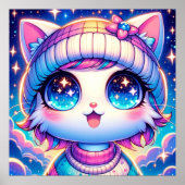 Kawaii Cosmic Cat Poster (Vorne)