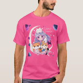 Kawaii Cosmic Dreamer Niedlich Moon Animal Friends T-Shirt (Vorderseite)