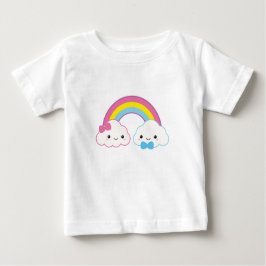 Kawaii Couple Clouds mit Regenbogen Baby T-shirt
